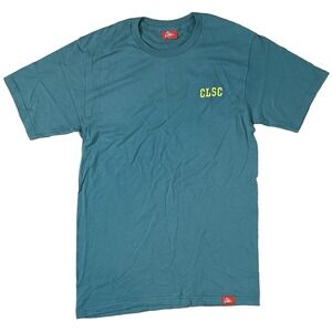 CLSC Life S Small Embroidered T-Shirt Short Sleeve Crew Neck Green Yellow Men's